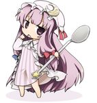  :&lt; bad_id bad_pixiv_id barefoot chibi crescent hair_ribbon hat long_hair lowres open_mouth patchouli_knowledge pointing purple_eyes purple_hair ribbon solo spoon star tefun_(tehun) touhou very_long_hair 