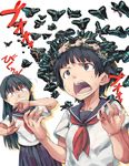  bad_id bad_pixiv_id bug butterfly face flower hair_flower hair_ornament hands head_wreath insect knucklecurve multiple_girls sakugawa_school_uniform saten_ruiko school_uniform serafuku skirt to_aru_kagaku_no_railgun to_aru_majutsu_no_index uiharu_kazari uvula 