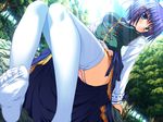  artist_request blue_eyes blue_hair engage_links feet forest garter_straps helen_(engage_links) nature panties pov_feet short_hair soles solo thighhighs underwear 