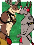  animated antlers bgn cervine chaps clothing deer harness horn isaiah jockstrap kissing mammal mistletoe ozzy_(character) plant reindeer rhinoceros tattoo underwear 