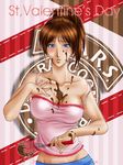  akemi_(wkd4496cxc) blue_eyes breasts brown_hair cake_batter chocolate claire_redfield resident_evil resident_evil_2 sideburns solo 