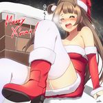  artist_name bad_id bad_pixiv_id bare_shoulders blush boots breasts brown_hair christmas cleavage closed_eyes fur-trimmed_boots fur_trim hat highres lace lace-trimmed_panties large_breasts long_hair love_live! love_live!_school_idol_project merry_christmas minami_kotori miton_(turuyasann) one_side_up open_mouth panties red_footwear red_hair santa_costume santa_hat sitting solo tears thighhighs underwear white_legwear white_panties 