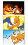  ambiguous_gender charizard charmeleon comic dragon eeveelution fire flareon nintendo orange_body orange_skin outside pok&eacute;mon scalie sky video_games wingull 真吉 