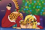  2015 anthro blonde_hair cheetah christmas feline female fluff-kevlar hair hat holidays mammal mihari solo 