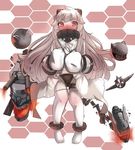  barefoot black_panties blush dress erojune full-face_blush horns kantai_collection knees_together_feet_apart long_hair looking_at_viewer mittens northern_ocean_hime panties red_eyes shinkaisei-kan solo torn_clothes underwear white_dress white_hair white_skin 