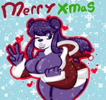  anthro big_breasts breasts clothed clothing female fur hair holidays kiki_the_panda mammal simple_background solo sovietcatparty thick_thighs wide_hips 