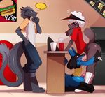  blush canine clothing dog erection fellatio lucario male male/male mammal nintendo oral pants pants_down penis pok&eacute;mon poodle sex sssonic2 under_table vein veiny_penis video_games 