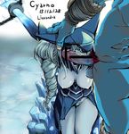  1girl armor artist_name bar_censor blue_eyes blue_skin braid breasts censored cleavage colored_pubic_hair commentary_request cyrano dated hand_on_another's_head helmet hetero highres ice kneeling league_of_legends lissandra long_hair medium_breasts pauldrons penis penis_on_face pubic_hair restrained single_braid troll trundle very_long_hair white_hair 