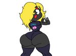  2015 big_butt blonde_hair butt clothed clothing colored digital_artwork female hair huge_butt jynx lips looking_at_viewer looking_back nintendo pok&eacute;mon pose simple_background smile solo teknikolor video_games wide_hips 