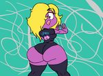  2015 big_butt blonde_hair butt clothed clothing colored digital_artwork female hair huge_butt jynx lips looking_at_viewer looking_back nintendo pok&eacute;mon pose simple_background smile solo teknikolor video_games wide_hips 
