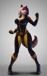  anthro bodysuit breasts canine cleavage clothed clothing dog female fur hair husky lipstick mammal purgy skinsuit solo tight_clothing veramundis 