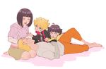  2girls black_hair blonde_hair blue_eyes byakugan closed_eyes facial_mark family father_and_daughter father_and_son husband_and_wife hyuuga_hinata lap_pillow lavender_eyes long_hair mother_and_daughter mother_and_son multiple_boys multiple_girls naruto naruto_(series) risuo short_hair sleeping smile uzumaki_boruto uzumaki_himawari uzumaki_naruto 