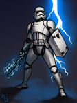  baton body_armor boots drawfag electricity first_order fn-2199 helmet highres lightning riot_control_stormtrooper shield spoilers star_wars star_wars:_the_force_awakens stormtrooper tonfa weapon 