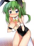 animal_ears ase_(nigesapo) bare_legs blush bow bowtie breasts bunny_ears bunnysuit cleavage daiyousei detached_collar fairy_wings fake_animal_ears green_hair hair_bow large_breasts long_hair ribbon side_ponytail solo touhou wings wrist_cuffs 