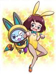  animal_ears bangs bare_shoulders bow bowtie bunny_ears bunnysuit fake_animal_ears glasses gun hairband helmet looking_at_viewer misora_inaho nollety one_eye_closed open_mouth pantyhose short_hair spacesuit star usapyon watch weapon wrist_cuffs wristwatch youkai youkai_watch youkai_watch_(object) 
