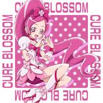  :d bike_shorts boo_(takagi) boots bow character_name choker cure_blossom flower full_body hair_bow hair_flower hair_ornament hanasaki_tsubomi happy heart heart_hands heartcatch_precure! highres knee_boots long_hair looking_at_viewer magical_girl open_mouth pink pink_bow pink_choker pink_eyes pink_hair pink_skirt ponytail precure shorts shorts_under_skirt sitting skirt smile solo white_footwear wrist_cuffs 