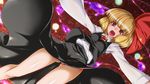  blonde_hair ebido hair_ribbon highres open_mouth outstretched_arms red_eyes ribbon rumia solo thighs touhou 