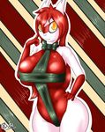  anthro big_breasts bow breasts christmas dragon female hair holidays latias legendary_pok&eacute;mon lewdtias long_hair looking_at_viewer nintendo pok&eacute;mon quin-nsfw red_hair ribbons smile solo standing video_games yellow_eyes 
