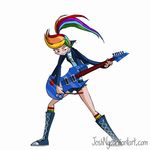  animated boots clothing female footwear friendship_is_magic guitar hair human humanized jacket joshng legwear mammal multicolored_hair musical_instrument my_little_pony ponytail rainbow_dash_(mlp) rainbow_hair red_eyes shirt shorts simple_background socks solo striped_legwear striped_socks stripes 