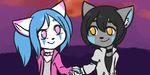  animated azzy black_hair blue_hair cat collar feline hair lyra_belle mammal moon night sneek wiggle 