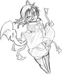  asymmetrical_wings bad_id bad_twitter_id greyscale houjuu_nue looking_at_viewer monochrome osaname_riku raised_eyebrow shawl smile solo thighhighs touhou wings 