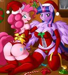  2015 absurd_res anthro big_breasts big_butt breasts butt christmas cleavage clothed clothing duo earth_pony equine female friendship_is_magic hi_res holidays horn horse mammal my_little_pony nude pinkie_pie_(mlp) pony twilight_sparkle_(mlp) winged_unicorn wings ziemniax 