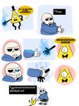  animated_skeleton bill_cipher bone clothing comic crossover disney english_text glowing glowing_eyes gravity_falls hat hoodie monster sans_(undertale) skeleton text top_hat triangle undead undertale unknown_artist video_games 