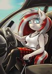  anthro belt blue_eyes car clothing driving equine female fur hair horse invalid_tag legwear long_hair lovelyneckbeard mammal multicolored_hair my_little_pony pegasus sitting skirt tights vehicle white_fur wings 