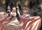  bandages black_hair danua draph granblue_fantasy highres horn_ornament horns jewelry long_hair looking_at_viewer marionette_(excle) necklace pointy_ears red_eyes solo 