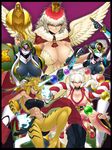  abs android animal_ears aqua_eyes blonde_hair blue_eyes breasts claws cleavage collage collar commentary_request covered_nipples crown dark_skin energy_sword feathered_wings fighting_stance floating floating_object fox_ears glowing glowing_hands hip_vent huge_breasts japanese_clothes jewelry large_breasts long_hair monster_girl multicolored_hair multiple_girls no_pupils orb purple_eyes red_hair reverse_grip ring rope shimenawa short_hair smile space_jin staff strapless sword talons tokyo_tenma tokyo_tenma:_devil_slave tubetop two-tone_hair weapon white_hair wings yellow_eyes 