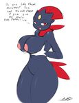  &lt;3 averyshadydolphin big_breasts black_fur breasts dialogue english_text fangs featureless_crotch female forehead_gem fur huge_breasts nintendo nipples open_mouth pok&eacute;mon pok&eacute;morph signatures smile solo talking_to_viewer text thick_thighs video_games weavile 
