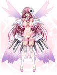  breasts highres large_breasts long_hair looking_at_viewer nipples original os-tan pink_eyes pink_hair power_symbol pussy q_azieru smile solo uncensored wings 