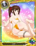  artist_request ass barefoot bikini blue_background brown_eyes brown_hair card_(medium) character_name feet high_school_dxd long_hair looking_back lying multi-strapped_bikini murayama_(high_school_dxd) official_art soles solo swimsuit toes torn_clothes torn_swimsuit trading_card yellow_swimsuit 