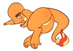  charmander female looking_at_viewer lying nintendo pok&eacute;mon presenting pussy saltedtea solo video_games 