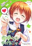  :d ^_^ closed_eyes cover cover_page cupping_hand doujin_cover dress_shirt feeding hair_ornament hairpin harunabe_(refresh_star) heart hoshizora_rin love_live! love_live!_school_idol_project open_mouth orange_hair pov_feeding rice school_uniform shirt short_hair sleeves_pushed_up smile solo spoken_heart spoon star star_hair_ornament sweater_vest 
