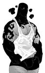  black_and_white blush kokuhane lich male monochrome muscular not_furry pecs shroud solo tall undead 