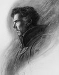  benedict_cumberbatch doctor_strange greyscale highres male_focus marvel monochrome realistic solo stanley_lau superhero 