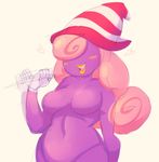  artist_request blush breasts clothing female gloves hair hair_over_eyes hat lips mario_bros navel nintendo not_furry paper_mario pink_hair purple_skin sexually_suggestive solo suggestive super_mario_bros. unknown_artist video_games vivian vivian_(mario) witch_hat 