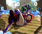  color_(artist) elbow_gloves female final_fantasy final_fantasy_vi gloves green_eyes green_hair kara_(color) long_hair lowres orthros panties pantyshot ponytail raft river tentacle tentacles tina_branford ultros underwear water white_panties 