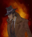  edolove fedora fire formal hat lupin_iii male_focus necktie sideburns solo suit trench_coat zenigata_kouichi 