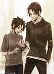  arm_at_side arm_holding bandaged_hands bandages bandaid black_hair black_pants brothers cowboy_shot cupping_hand excited hair_over_shoulder hand_on_another's_arm height_difference lily_(artist) long_hair long_sleeves looking_at_another low_ponytail lowres male_focus multiple_boys naruto naruto_(series) open_mouth outstretched_hand pants ponytail short_sleeves siblings smile surprised turtleneck uchiha_itachi uchiha_sasuke white_background 
