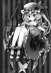  arrow bad_id bad_pixiv_id flandre_scarlet greyscale hat heart highres ibara_riato long_hair monochrome side_ponytail solo touhou wrist_cuffs 