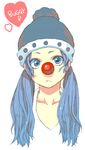 blue_hair buggy_the_clown character_name clown genderswap genderswap_(mtf) hat lowres mochika one_piece red_nose twintails venus_symbol 