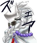  akira-kai blazblue braid hakumen male_focus mask nu-13 solo white_hair 