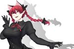  absurdres animal_ears black_gloves braid cat_ears corset extra_ears gloves highres kaenbyou_rin nicutoka open_mouth pointy_ears red_eyes red_hair solo touhou twin_braids 