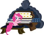  2013 absurd_res alpha_channel bench blue_eyes cutie_mark equine female friendship_is_magic fur hair hi_res horse mammal my_little_pony organ pink_fur pink_hair pinkie_pie_(mlp) pony sakatagintoki117 simple_background smile solo transparent_background 