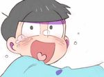  bad_id bad_twitter_id black_hair bowl_cut close-up formal heart heart_in_mouth looking_up male_focus matsuno_juushimatsu mua_(sleeping_earth) osomatsu-kun osomatsu-san running simple_background solo suit tears white_background 