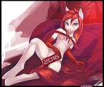  2016 anthro black_border blue_eyes breasts clothing equine female gloves hair horse long_hair looking_at_viewer mammal red_hair ribbons small_breasts smile solo xennos 