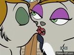  animated anthro cat eyeshadow feline female female/female kissing lips lipstick makeup making_out mammal slacker_cats 