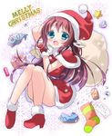  :d blue_eyes box brown_hair can christmas christmas_stocking engrish fish gift gift_box gloves hat hazuki_(nukisasi) long_hair mukaido_manaka nagi_no_asukara open_mouth ranguage sack santa_costume santa_hat sea_slug shell smile solo starfish thighhighs 